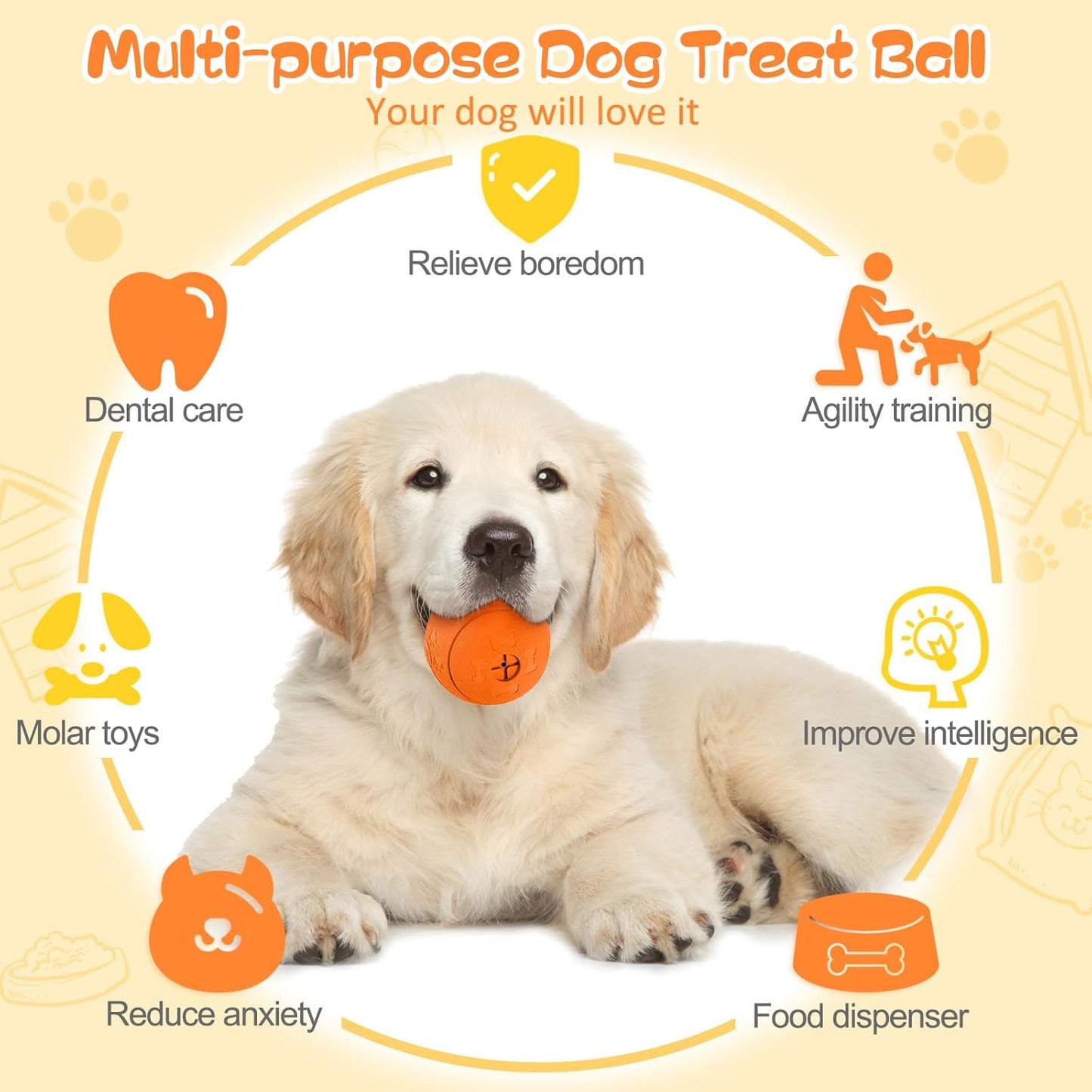 Dog Treat Ball Blue-2.75‘’, Orange-3.14‘’