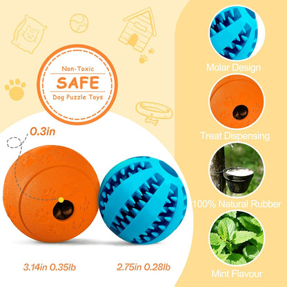 Dog Treat Ball Blue-2.75‘’, Orange-3.14‘’