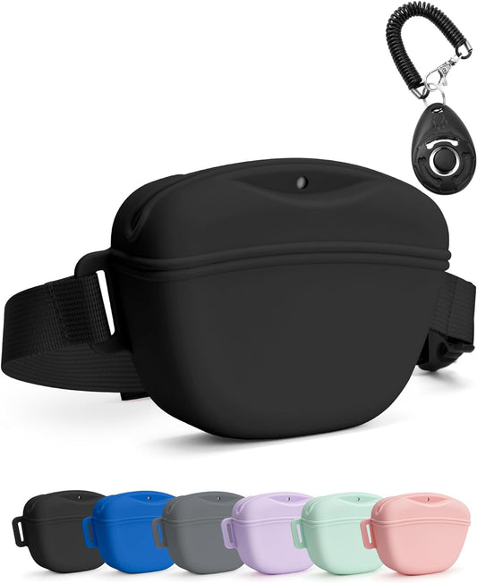 Black Dog Treat Pouch with Training Clicker