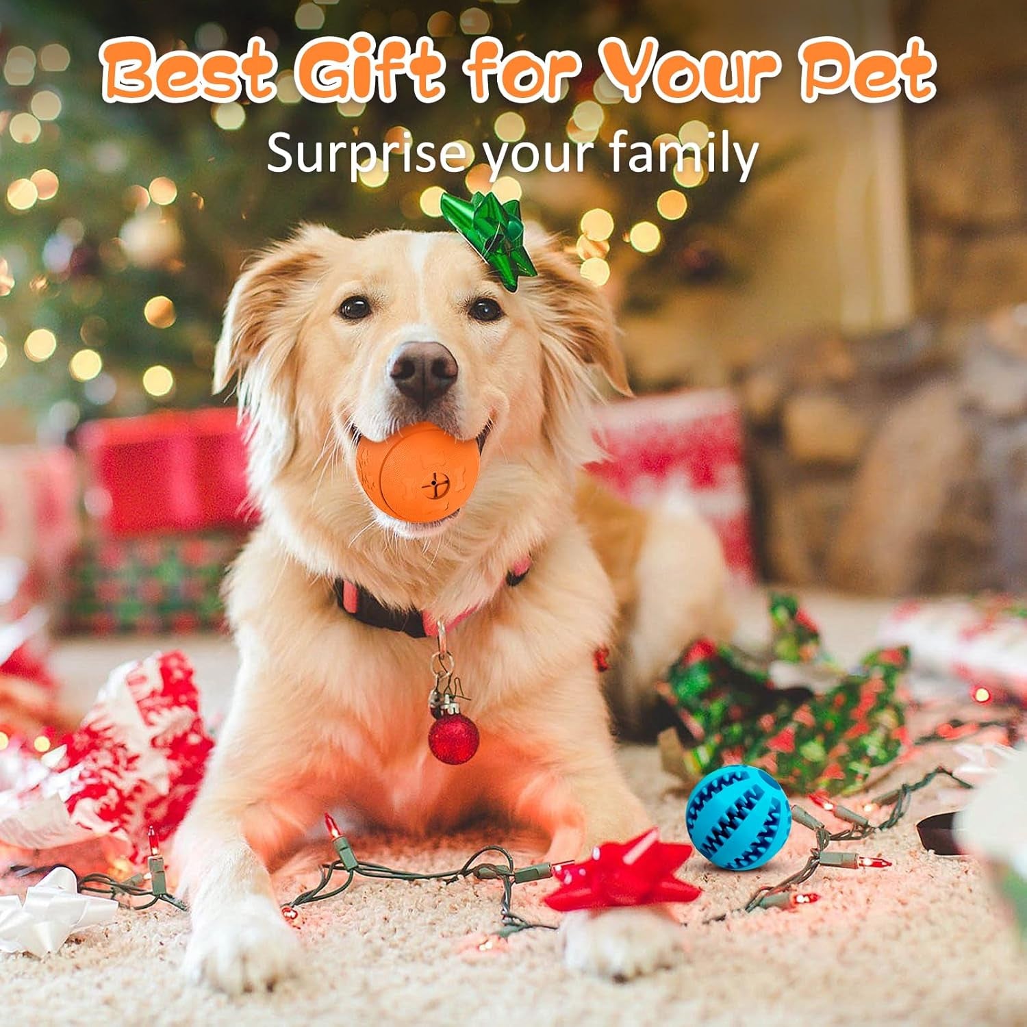 Dog Treat Ball Blue-2.75‘’, Orange-3.14‘’