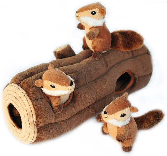 Chipmunk Log - Plush Dog Puzzle