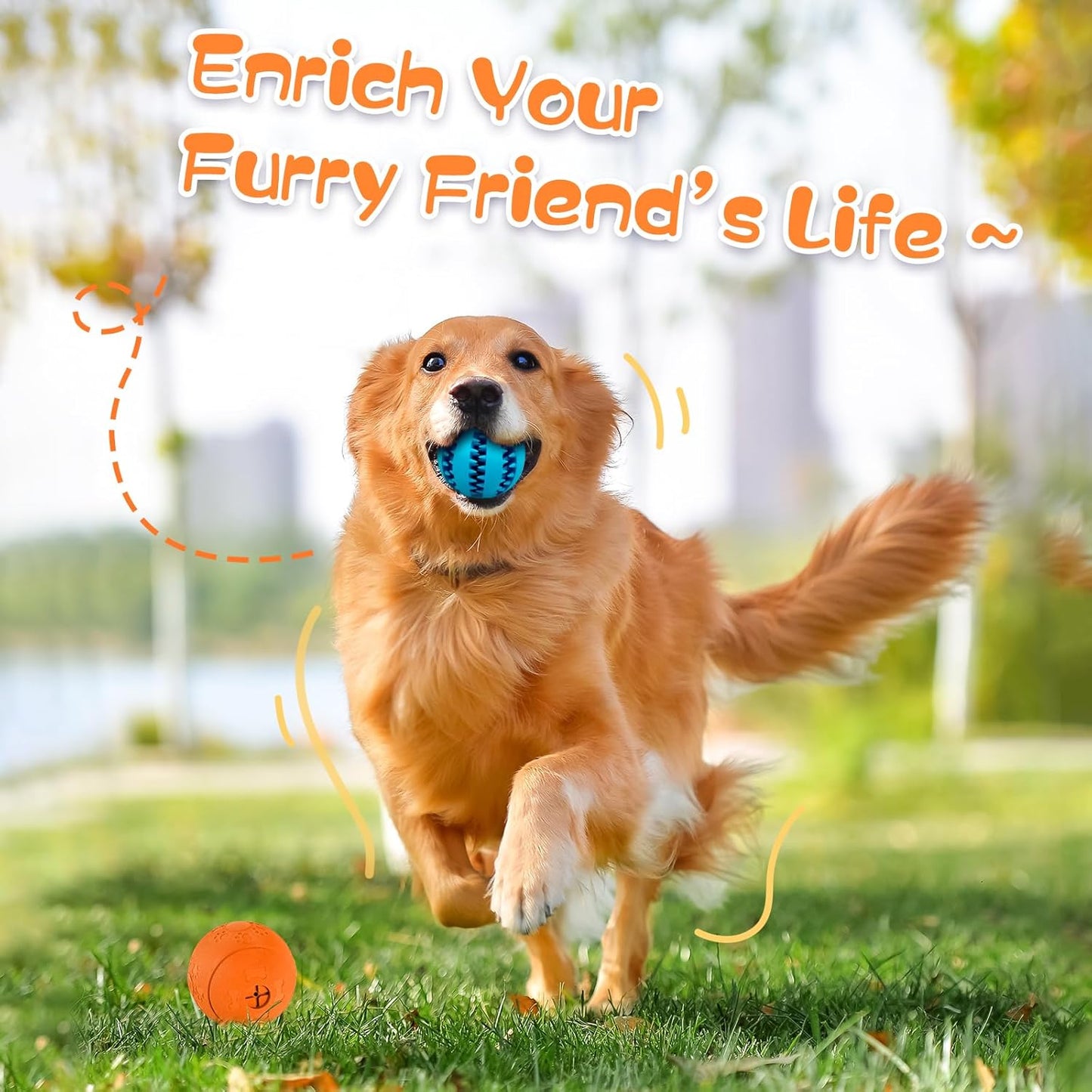 Dog Treat Ball Blue-2.75‘’, Orange-3.14‘’