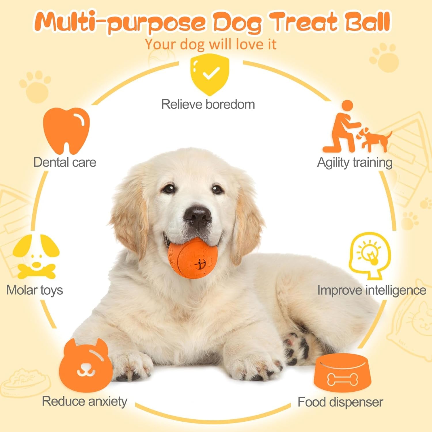 Dog Treat Ball Blue-2.75‘’, Orange-3.14‘’